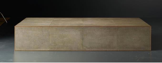 Smythson Shagreen rectangle coffee table in smoke and brass